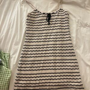 Elegant Black and Cream Striped Dress